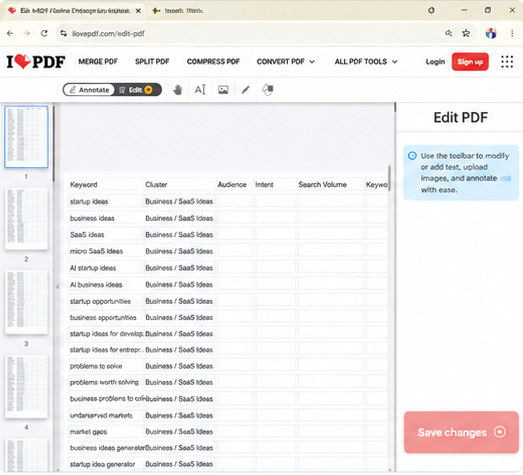 iLovePDF simultaneous content visibility screenshot