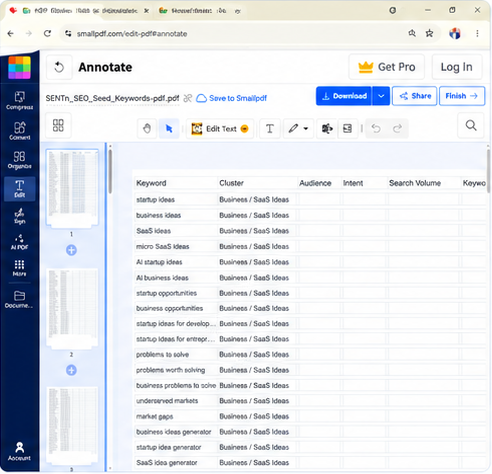 Smallpdf simultaneous content visibility screenshot